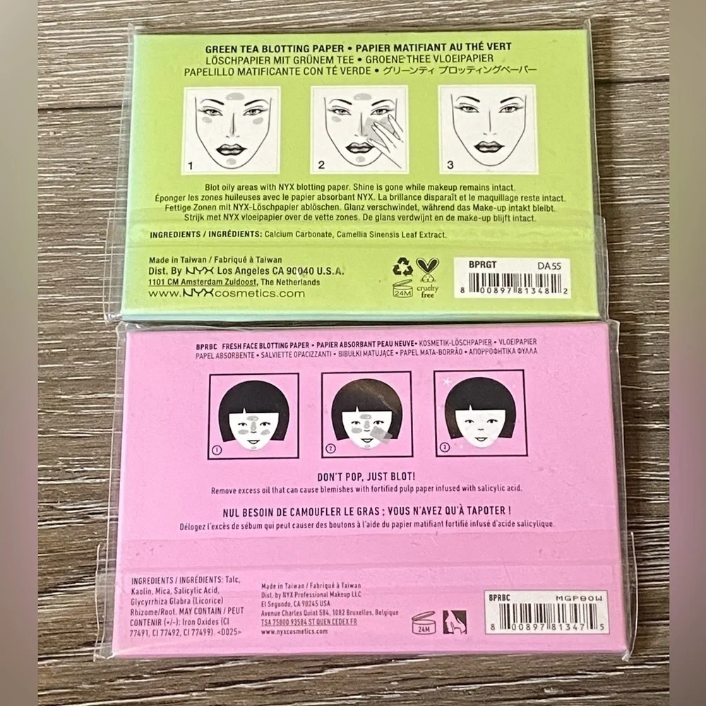 NYX Blotting Paper Lot Green Tea & Fresh Face 200 Sheets